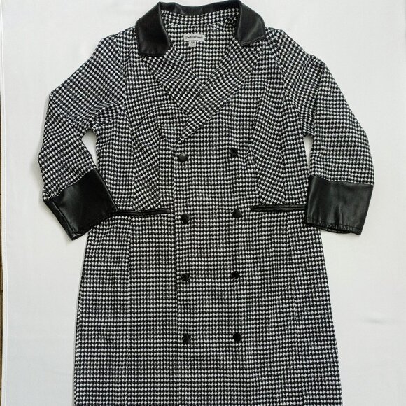 SHELBY & PALMER Women's Dogtooth Print Tailored Trench Coat.  Plus Size 16W - Picture 2 of 9